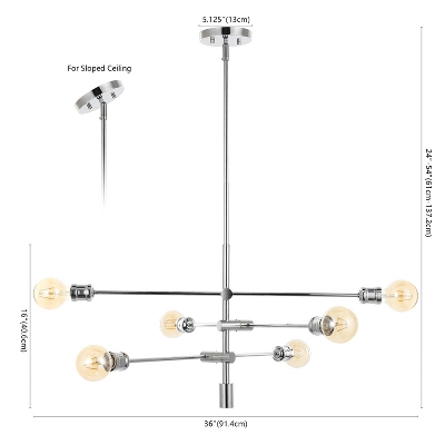 36" 6-Light Atlas Modern Vintage Iron Arm-Adjustable LED Chandelier Chrome - JONATHAN Y 2 36" 6-Light Atlas Modern Vintage Iron Arm-Adjustable LED Chandelier Chrome - JONATHAN Y - Image 2
