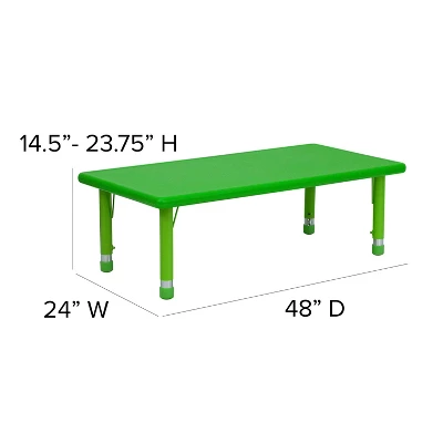 Flash Furniture 24"W X 48"L Rectangular Plastic Height Adjustable Activity Table Set With 6 Chairs 3 Flash Furniture 24"W X 48"L Rectangular Plastic Height Adjustable Activity Table Set With 6 Chairs - Image 3