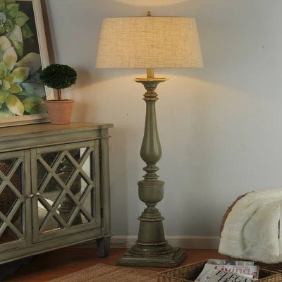 64" Antique French Polyester Resin Floor Lamp Olive Green - StyleCraft 6 64" Antique French Polyester Resin Floor Lamp Olive Green - StyleCraft - Image 6