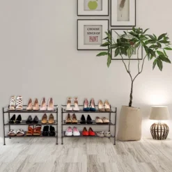 Seville Classics 2pk 3 Tier Stackable Resin Slat Shoe Racks Espresso -Chic Household Items GUEST 6073b34f 7175 4f93 aded d44448796903