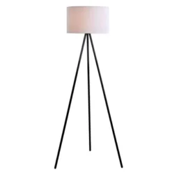 61.25" Metal Tripod Floor Lamp With Linen Shade Black/White - Cresswell Lighting -Chic Household Items GUEST 621ee2e0 acfb 44e1 83a6 ff3a6f8e8649