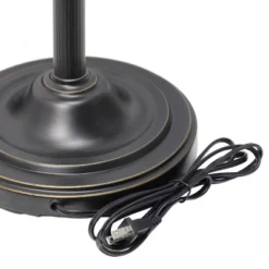 Torchiere Floor Lamp With Reading Light And Marble Glass Shades Restoration Bronze And Amber - Lalia Home -Chic Household Items GUEST 62a5a86b 03f1 4c51 8525 0cd47db7f05b