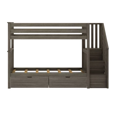 Max & Lily Twin Over Twin Staircase Bunk Bed With Storage Drawers 2 Max & Lily Twin Over Twin Staircase Bunk Bed With Storage Drawers - Image 2