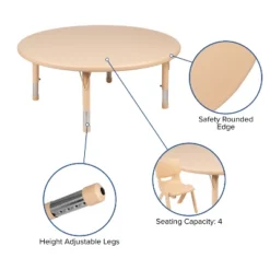 Flash Furniture 45" Round Plastic Height Adjustable Activity Table Set With 4 Chairs -Chic Household Items GUEST 6501bf25 79a6 4bb0 8a3f d6c52967223d