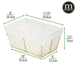 MDesign Medium Chicken Wire Storage Basket, Fabric Liner