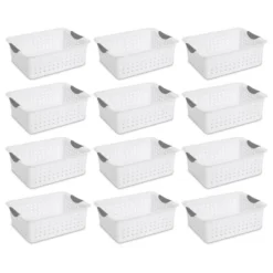 Sterilite Ultra Ventilated Open Top Plastic Storage Organizer Basket With Gray Contoured Carrying Handles -Chic Household Items GUEST 696b89d2 47d6 4035 9db0 4e498d412d63