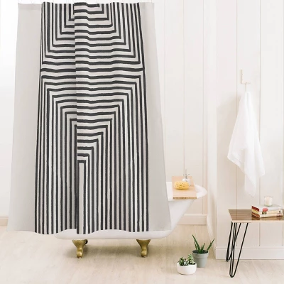 TMS By Night Geometric Modern Boho Shower Curtain Black - Deny Designs 1 TMS By Night Geometric Modern Boho Shower Curtain Black - Deny Designs
