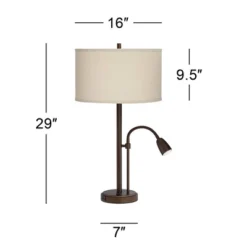 Possini Euro Design Traverse Modern Table Lamps 29" Tall Set Of 2 With USB Charging Port Gooseneck LED Bronze Oatmeal Shade For Bedroom Living Room 12 Possini Euro Design Traverse Modern Table Lamps 29" Tall Set Of 2 With USB Charging Port Gooseneck LED Bronze Oatmeal Shade For Bedroom Living Room -Chic Household Items GUEST 6bbea756 dab2 4fd0 b1cc 9e21c7031db9