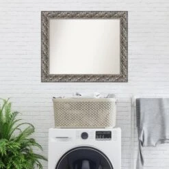 34" X 28" Non-Beveled Silver Luxor Wood Bathroom Wall Mirror - Amanti Art -Chic Household Items GUEST 6c947dfc bbb3 4559 b33d b92bc9086b5d