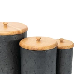 Set Of 3 Black Embossed Galvanized Metal Decorative Storage Canisters - Foreside Home & Garden 9 Set Of 3 Black Embossed Galvanized Metal Decorative Storage Canisters - Foreside Home & Garden -Chic Household Items GUEST 6d182662 e0a8 4bb1 9fac 6437b1ede367