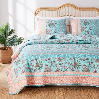 Audrey Quilted Reverible Premium Pillow Sham Turquoise By Barefoot Bungalow 3 Audrey Quilted Reverible Premium Pillow Sham Turquoise By Barefoot Bungalow - Image 3