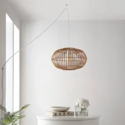 17.5" 1-Light Leo Farmhouse Coastal Rattan LED Pendant Brown - JONATHAN Y -Chic Household Items GUEST 70e2b832 3638 4fac 9215 555011bb053d