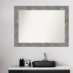 44" X 33" Non-Beveled Bridge Wood Bathroom Wall Mirror Gray - Amanti Art 15 44" X 33" Non-Beveled Bridge Wood Bathroom Wall Mirror Gray - Amanti Art -Chic Household Items GUEST 72e34220 de06 4c7b 9279 f910a3b146b9