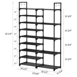 WOWLIVE 9-Tier Large Stackable Metal Shoe Rack Shelf Storage Tower Unit Cabinet Organizer For Closets, Fits 30 To 35 Pairs, Black -Chic Household Items GUEST 74375368 373d 4820 ab7e 12c676e9ecbb