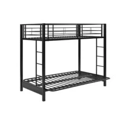 Twin Over Futon Analise Metal Bunk Bed Black - Saracina Home -Chic Household Items GUEST 74e2d72d ba1e 41f2 80bc 6da6082dff35