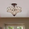 16" X 16" X 13" Maica 4 Light Abstract Crystal And Metal Semi Flush Mount Brown - Warehouse Of Tiffany