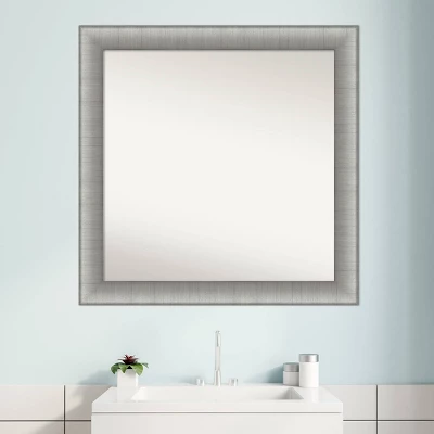 31" X 31" Non-Beveled Elegant Bathroom Wall Mirror Brushed Pewter - Amanti Art 8 31" X 31" Non-Beveled Elegant Bathroom Wall Mirror Brushed Pewter - Amanti Art - Image 8