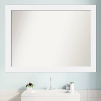 43" X 32" Non-Beveled Corvino Wood Bathroom Wall Mirror White - Amanti Art 8 43" X 32" Non-Beveled Corvino Wood Bathroom Wall Mirror White - Amanti Art - Image 8