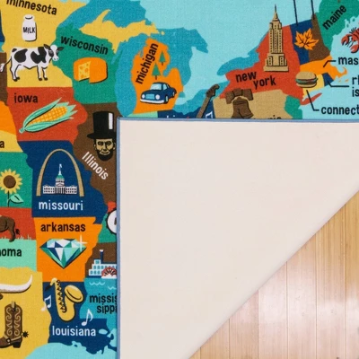 6'6"x9'6" Teach Me Education USA Map Blue - Gertmenian 2 6'6"x9'6" Teach Me Education USA Map Blue - Gertmenian - Image 2