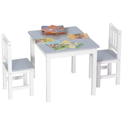 Qaba Kids Table And Chair Set For Arts, Meals, Lightweight Wooden Homework Activity Center, Toddlers Age 3+, Gray 3 Qaba Kids Table And Chair Set For Arts, Meals, Lightweight Wooden Homework Activity Center, Toddlers Age 3+, Gray - Image 3