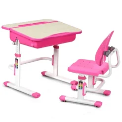 Costway Adjustable Children Study Desk Chair Set W/Winged Backrest Pink 16 Costway Adjustable Children Study Desk Chair Set W/Winged Backrest Pink -Chic Household Items GUEST 80cbb9c5 3402 418c 8dda 321acb30626f