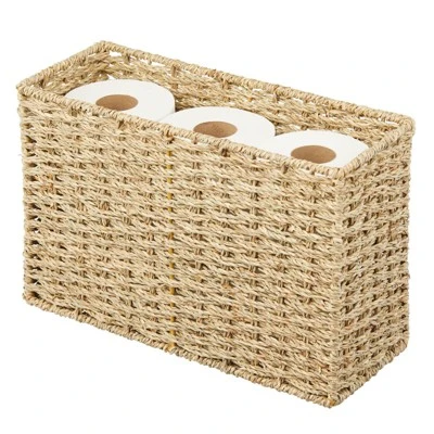 MDesign Large Rustic Woven Seagrass Toilet Tank Bathroom Storage Basket 5 MDesign Large Rustic Woven Seagrass Toilet Tank Bathroom Storage Basket - Image 5