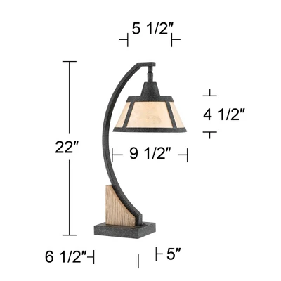 Franklin Iron Works Oak Rustic Farmhouse Desk Table Lamp 22" High Gray With USB And AC Power Outlet In Base Wash Mica Shade For Bedroom Living Room 5 Franklin Iron Works Oak Rustic Farmhouse Desk Table Lamp 22" High Gray With USB And AC Power Outlet In Base Wash Mica Shade For Bedroom Living Room - Image 5