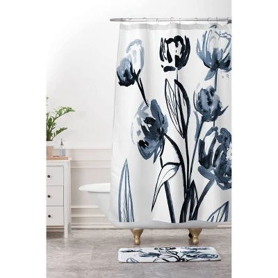 Alison Janssen Peonies Memory Foam Bath Mat Blue - Deny Designs 1 Alison Janssen Peonies Memory Foam Bath Mat Blue - Deny Designs
