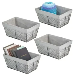 MDesign Medium Chicken Wire Storage Basket, Fabric Liner 14 MDesign Medium Chicken Wire Storage Basket, Fabric Liner -Chic Household Items GUEST 8748c9d1 8642 46b6 b60a c525927e46bb