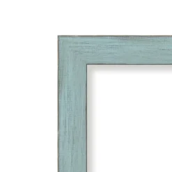 Amanti Art Sky Blue Rustic Petite Bevel Wood Bathroom Wall Mirror 26.25 X 20.25 In.