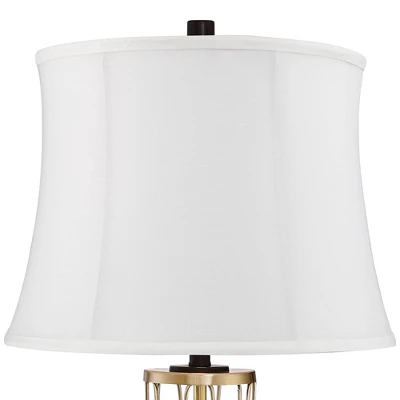 360 Lighting Nathan Modern Table Lamps 25 1/2" High Set Of 2 Gold Metal With USB Charging Ports White Drum Shade For Bedroom Living Room Home Desk 4 360 Lighting Nathan Modern Table Lamps 25 1/2" High Set Of 2 Gold Metal With USB Charging Ports White Drum Shade For Bedroom Living Room Home Desk - Image 4