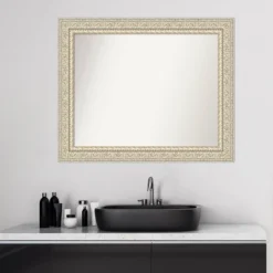 34" X 28" Non-Beveled Fair Baroque Wood Bathroom Wall Mirror Cream - Amanti Art -Chic Household Items GUEST 8b4dfa1a bc0c 45ae 99d8 714a838f7cff