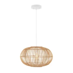 17.5" 1-Light Leo Farmhouse Coastal Rattan LED Pendant Brown - JONATHAN Y -Chic Household Items GUEST 8b7e7c4a eb2c 4f16 87a2 febfa503fe3e