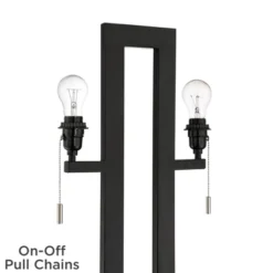 360 Lighting Neil Modern Rustic Table Lamp 26" High Black Metal With USB Charging Port White Rectangular Shade For Bedroom Living Room Bedside Desk -Chic Household Items GUEST 8f7f6180 8c8f 438a a463 458dc800aad7