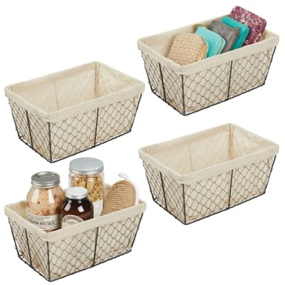 MDesign Medium Chicken Wire Storage Basket, Fabric Liner 5 MDesign Medium Chicken Wire Storage Basket, Fabric Liner - Image 5