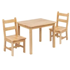 Emma And Oliver Kids 3 Piece Solid Hardwood Table And Chair Set For Playroom, Kitchen -Chic Household Items GUEST 906f23c6 d3f0 472e aa20 cba3e96e665a