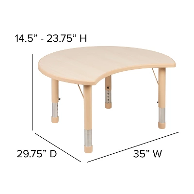 Emma And Oliver 25.125"W X 35.5"L Crescent Natural Plastic Adjustable Activity Table-Seats 4 3 Emma And Oliver 25.125"W X 35.5"L Crescent Natural Plastic Adjustable Activity Table-Seats 4 - Image 3