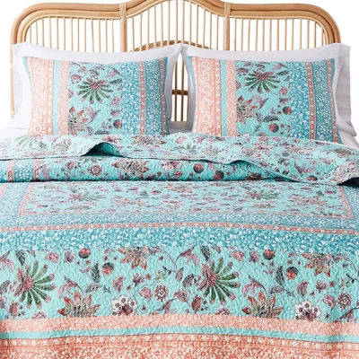 Audrey Quilted Reverible Premium Pillow Sham Turquoise By Barefoot Bungalow 2 Audrey Quilted Reverible Premium Pillow Sham Turquoise By Barefoot Bungalow - Image 2
