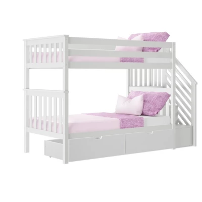 Max & Lily Twin Over Twin Staircase Bunk Bed With Storage Drawers 7 Max & Lily Twin Over Twin Staircase Bunk Bed With Storage Drawers - Image 7