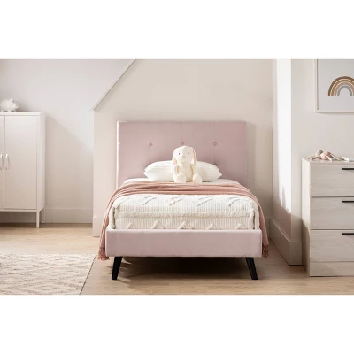 Maliza Upholstered Complete Platform Bed Pale Pink - South Shore 1 Maliza Upholstered Complete Platform Bed Pale Pink - South Shore