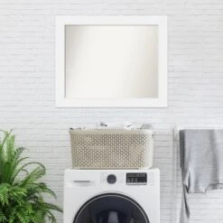 33" X 27" Non-Beveled Corvino Wood Bathroom Wall Mirror White - Amanti Art -Chic Household Items GUEST 9bc40a2b 1de2 4109 be2c 4125c7a05c25