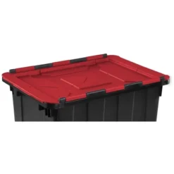 Sterilite 12 Gallon/45 Liter Hinged Lid Industrial Tote, Red Lid (12 Pack) -Chic Household Items GUEST 9da66954 387c 4086 a731 be02424a1dbf