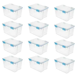 Sterilite 54 Quart Clear Plastic Stackable Storage Container Box Bin With Air Tight Gasket Seal Latching Lid Long Term Organizing Solution -Chic Household Items GUEST 9f9f528e 3cf0 4657 bde6 44c56d1ce732