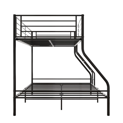 Twin-Over-Full Metal Bunk Bed With Ladder And Enhanced Upper-Level Guardrail, Black-ModernLuxe 5 Twin-Over-Full Metal Bunk Bed With Ladder And Enhanced Upper-Level Guardrail, Black-ModernLuxe - Image 5