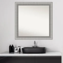 31" X 31" Non-Beveled Elegant Bathroom Wall Mirror Brushed Pewter - Amanti Art 14 31" X 31" Non-Beveled Elegant Bathroom Wall Mirror Brushed Pewter - Amanti Art -Chic Household Items GUEST a06fe5be 9f82 43f0 972e 4fbdc51486d1