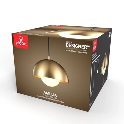 Amelia 1-Light Matte Brass Plug-In Pendant Lighting With Frosted Glass Shade - Globe Electric 6 Amelia 1-Light Matte Brass Plug-In Pendant Lighting With Frosted Glass Shade - Globe Electric - Image 6