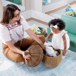 Kaplan Early Learning Acorn Washable Wicker Floor Basket