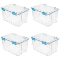 Sterilite 54 Quart Clear Plastic Stackable Storage Container Box Bin With Air Tight Gasket Seal Latching Lid Long Term Organizing Solution -Chic Household Items GUEST a7a8d0d1 32c0 4213 97f6 439b421ae932