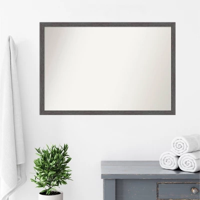 38" X 26" Non-Beveled Pinstripe Plank Gray Thin Bathroom Wall Mirror - Amanti Art 8 38" X 26" Non-Beveled Pinstripe Plank Gray Thin Bathroom Wall Mirror - Amanti Art - Image 8