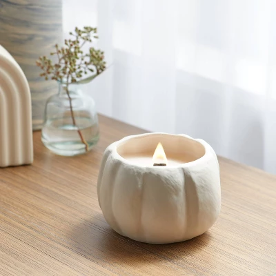 12oz Brushed Abstract Pumpkin Ceramic With Woodwick And Dustcover Acorn + Black Pine Candle - Threshold™ 1 12oz Brushed Abstract Pumpkin Ceramic With Woodwick And Dustcover Acorn + Black Pine Candle - Threshold™